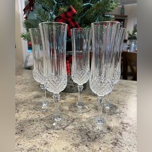 Brand New-Set of 4 - CRISTAL D'ARQUES-DURAND Fluted Champagne Longchamp